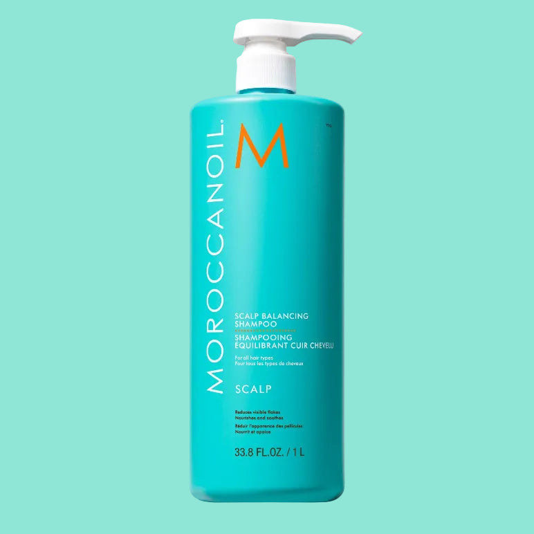 Moroccanoil shampoo bottle on a white background