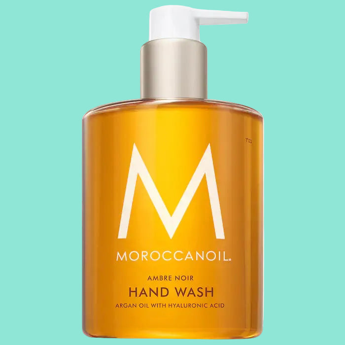 Moroccanoil hand wash bottle with pump on a white background