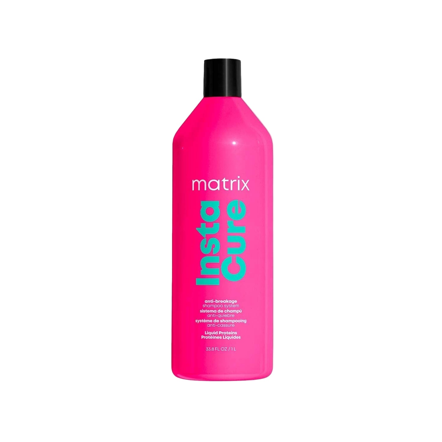 Pink bottle of Matrix Insta Cure on a white background