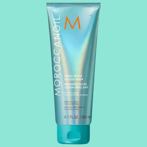 Moroccanoil high shine gloss mask tube on a white background