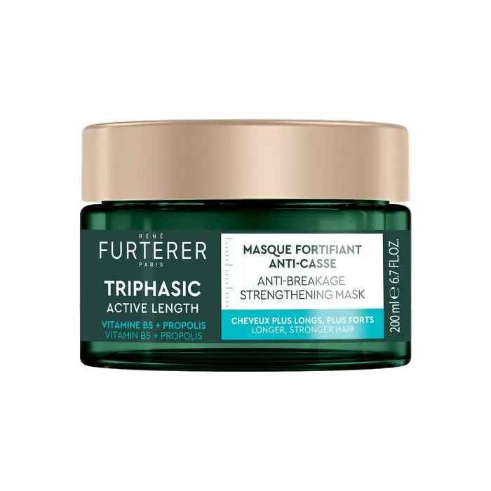 Green jar of Furterer hair mask with gold lid