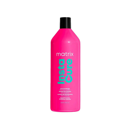 Pink bottle of Matrix Insta Cure on a white background