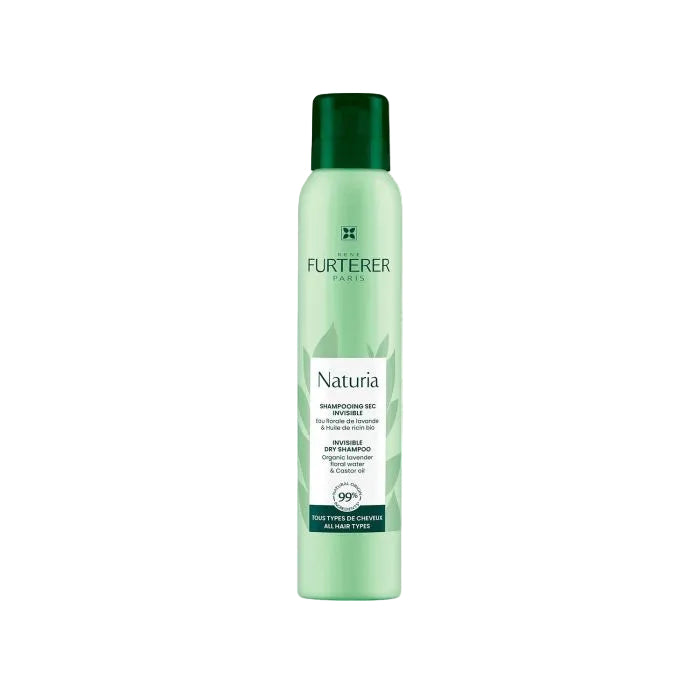 Green bottle of Furterer Naturia dry shampoo