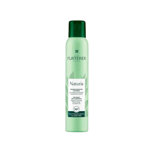 Green bottle of Furterer Naturia dry shampoo