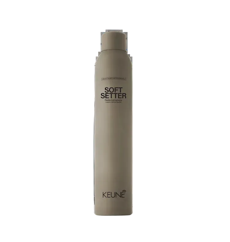 Keune Soft Setter spray bottle on a 