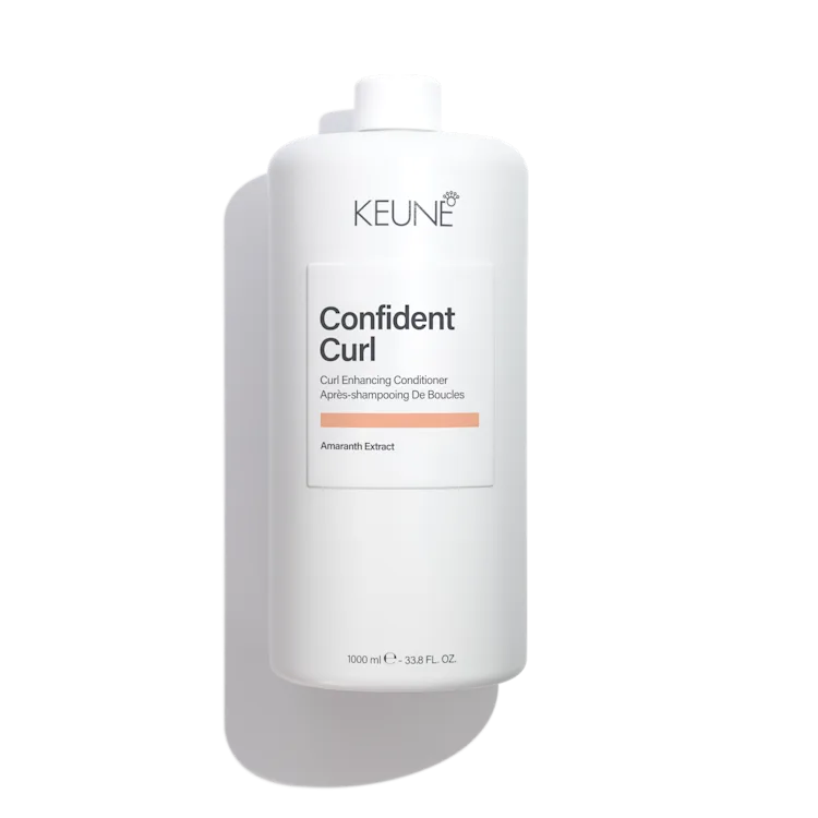 Keune Confident Curl conditioner bottle on a white background