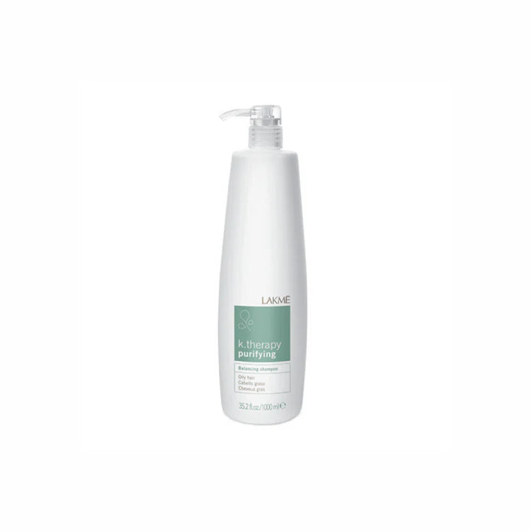Lakme k.therapy purifying shampoo bottle on a white background