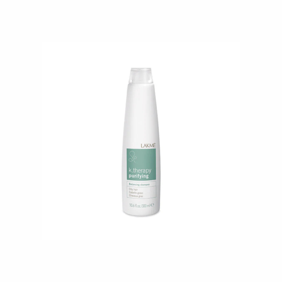 Lakme k.therapy purifying shampoo bottle on a white background