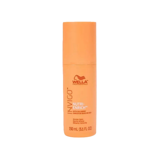 Orange bottle of Wella Invigo Nutri-Enrich hair product on a white 