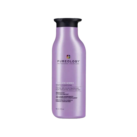 Purple shampoo bottle with black cap 