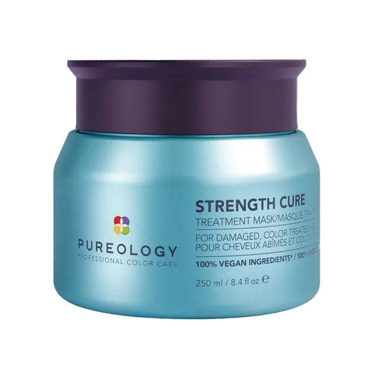 Pureology Strength Cure treatment mask jar on a white background
