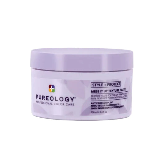 Purple jar of Pureology hair product 