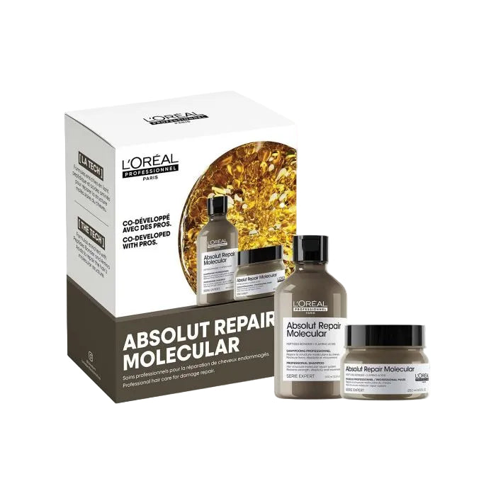 L'Oreal Absolut Repair Molecular hair care products on a white background
