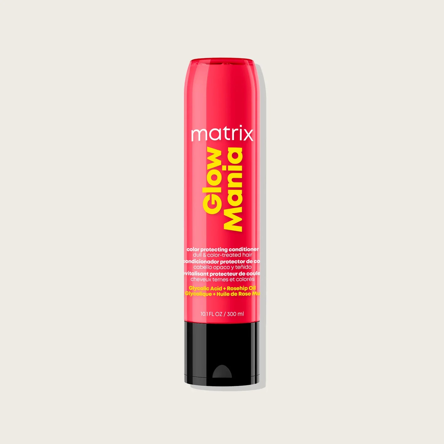 Matrix Glow Mania hair product on a light gray background