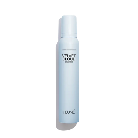 Keune Velvet Cloud hair product bottle on a white background