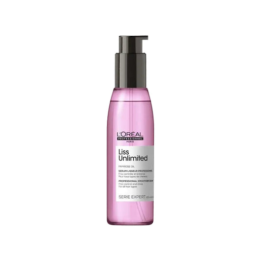 L'Oreal Liss Unlimited hair serum bottle on a white background