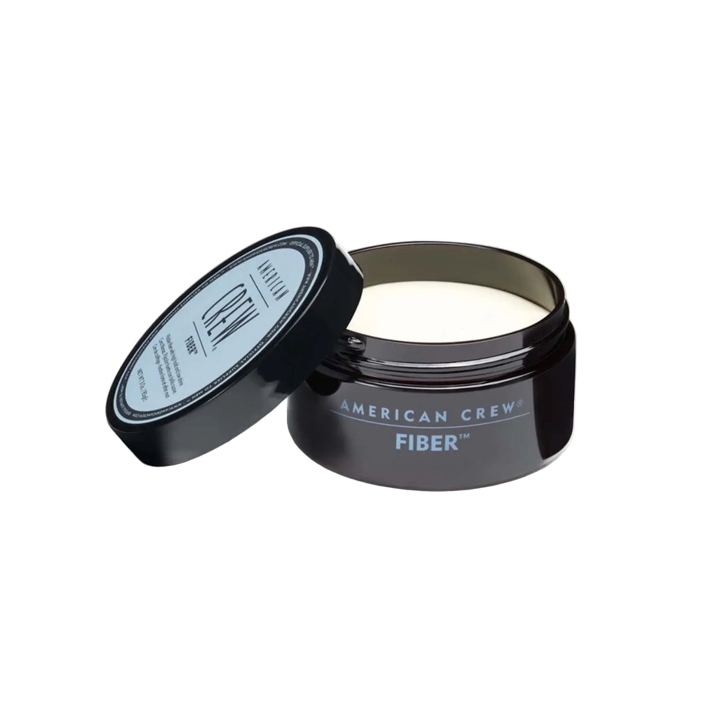 Black container of American Crew Fiber on a white background with brand logo.