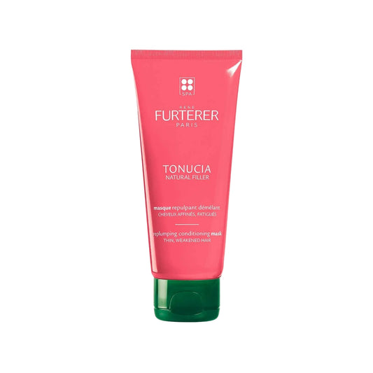 Pink tube of Furterer Tonucia hair mask on a white background