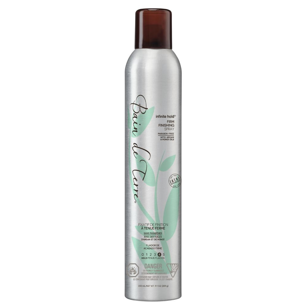 Briogeo hair spray bottle on a white background