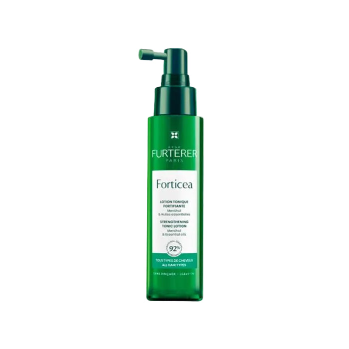 Green bottle of Furterer Forticea tonic lotion 